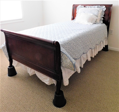 Twin Sized Sleigh Bed with Bedding - NO MATTRESS