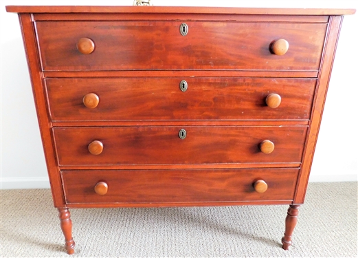 Cherry Sheraton Style  4 Drawer Chest with Wood Knob Pulls - Dovetailed Drawers - 34" 41 1/2" by 19"