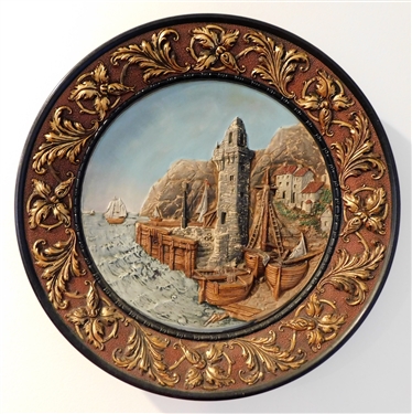 JMO Musterschutz 5619 Porcelain Plaque with Ship Scene - Measures 17" Across