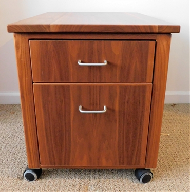 Rolling Wood 2 Drawer Filing Cabinet 22" 25" by 19"
