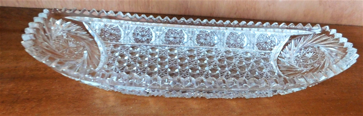 Cut Glass Oval Dish - 12" by 4 1/2"