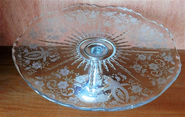 Elegant Glass Cake Stand with Sterling Silver Weighted Base - 5" tall 11 1/2" across