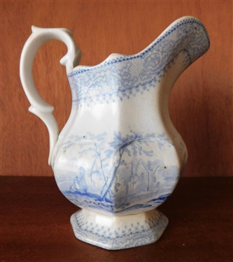 1850 Ironstone Blue and White Cream Pitcher - 5 1/2" tall 