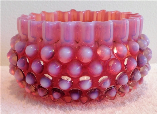 Cranberry Hobnail Bowl with Ruffled Edge -3" tall 4" across