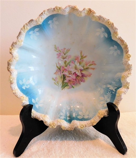 Unsigned RS Prussia Floral Painted Bowl -2 1/2" tall  9" across