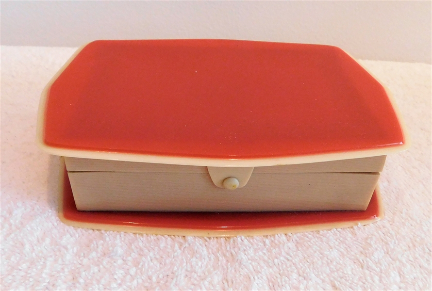 Nice Celluloid Box with Divided Velvet Interior - 1 3/4" tall  6 1/4" by 4 1/4"