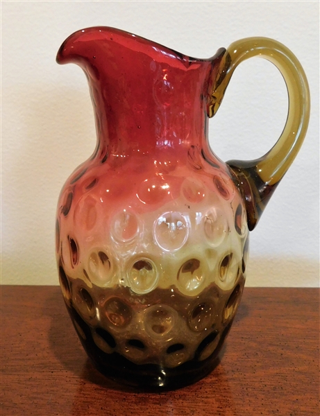 Amberina Coin Spot Pitcher with Applied Handle - 5 3/4" tall 