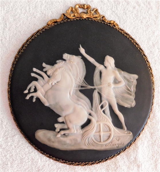 CT. Limoges - Limoges France Cameo  Plaque  - 9" by 8" - in Brass Frame