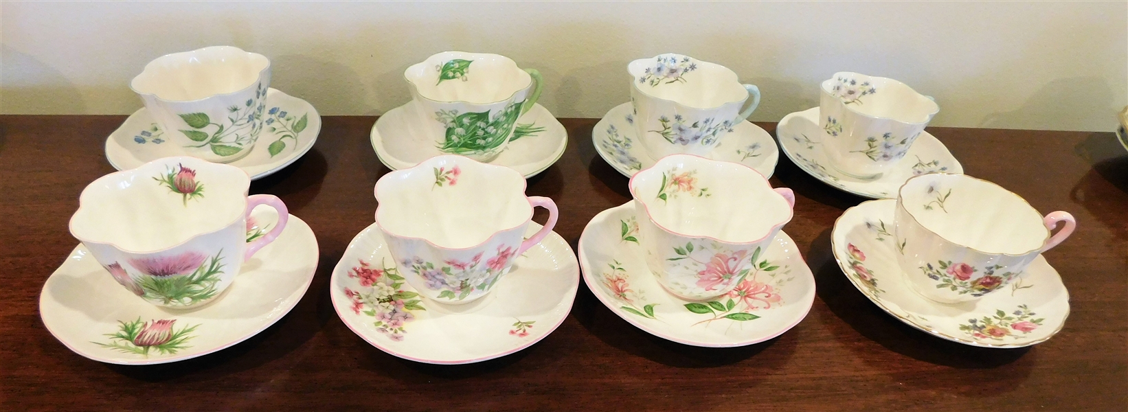 8 Shelley England  Cup and Saucer Sets