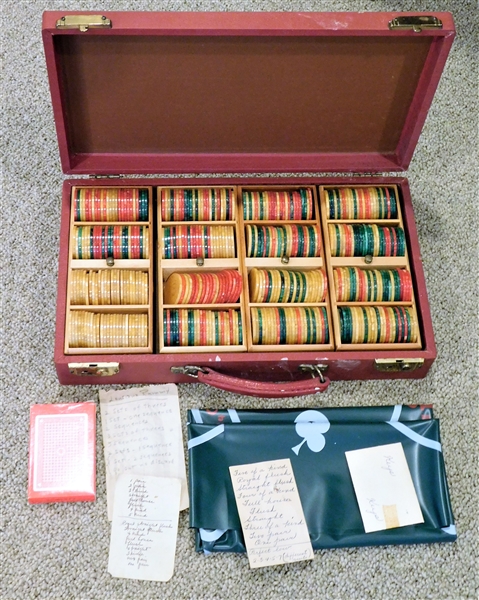 Game Set with Nice Bakelite Chips in Case 