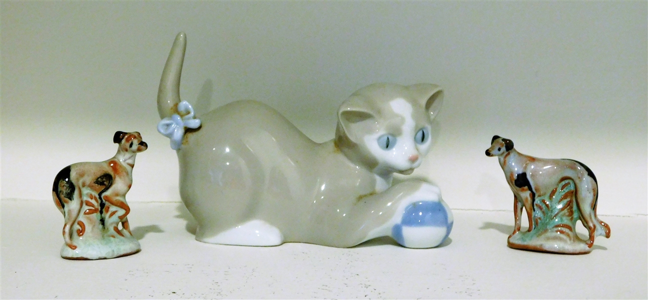 Spain Cat Figure 3" to Tip of Tail and 2 2" Dogs