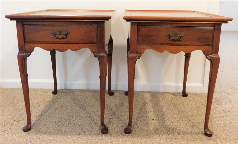 Pair of Queen Anne Padded Feet End Tables with Single Dovetailed Drawer - 25" 20" by 24"