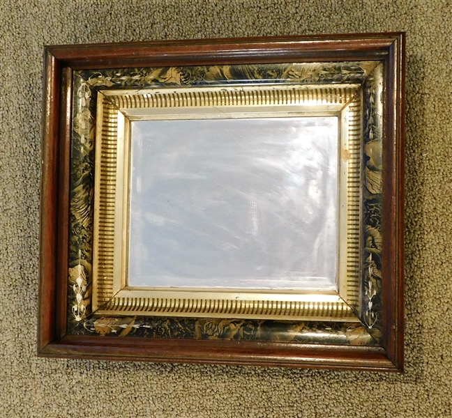 Walnut Shadow Box Framed Mirror - 15 1/2" by 13"