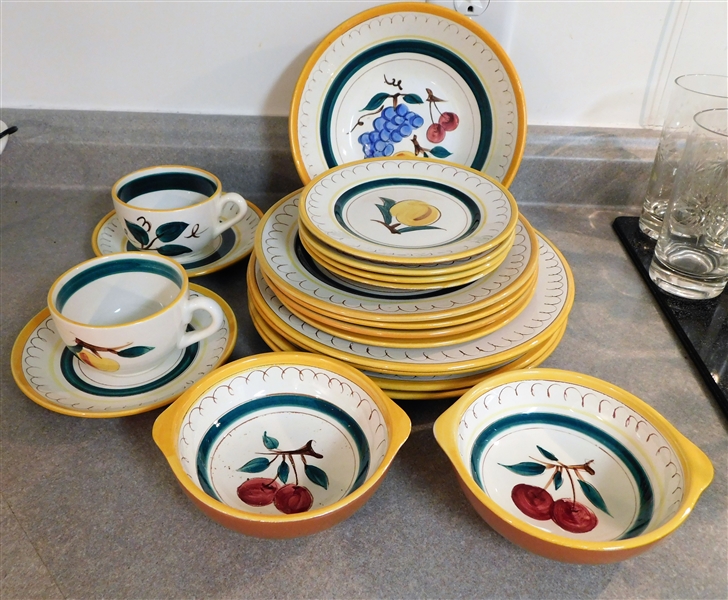 19 Pieces of Stangl Pottery "Fruit"  including Serving Bowls, Cup & Saucer Sets, Plates, and More