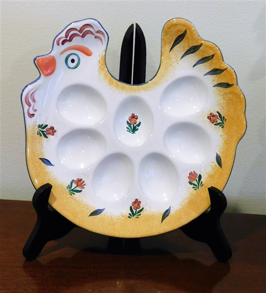 Herend Village Pottery Chicken Shaped Egg Plate