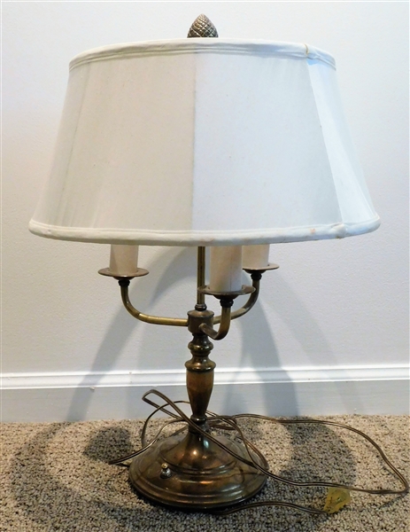 3 Light Table Lamp - Shade is Stained - 21"