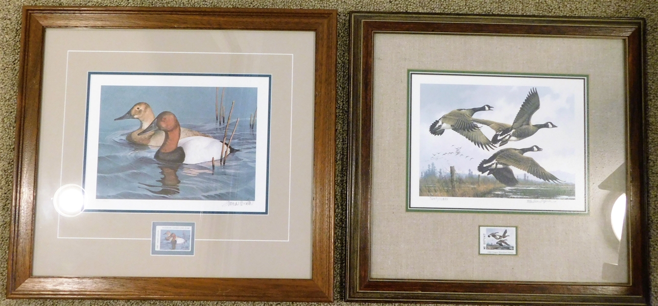 2 Artist Signed and Numbered Waterfowl Prints and Stamps 16 1/2" by 17 1/4"