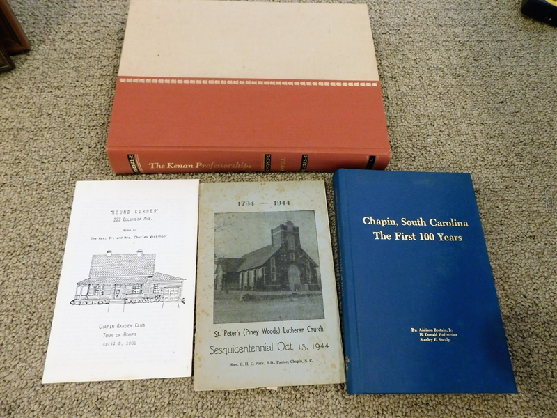 "St. Peters (Piney Woods) Lutheran Church Sesquicentennial 1944 Booklet", "Chapin, South Carolina The First 100 Years" and "The Kenan Professorships - Chapel Hill"
