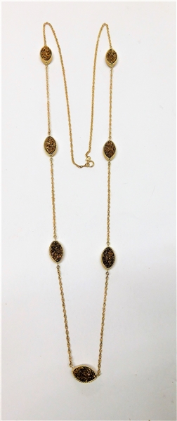 14kt Yellow Gold Drusy Station Necklace  