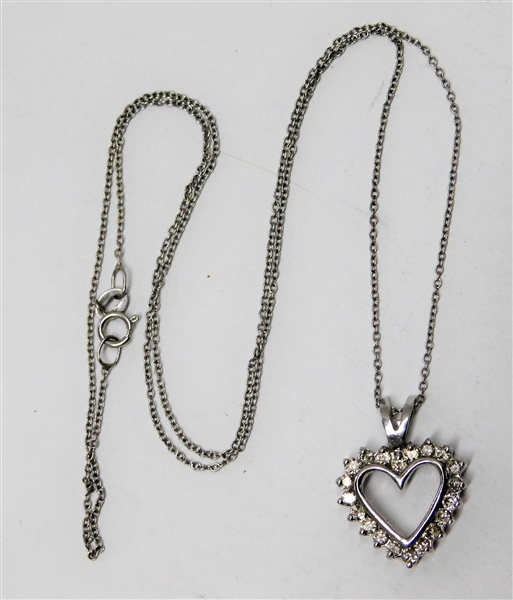 14kt White Gold Diamond Heart Necklace 