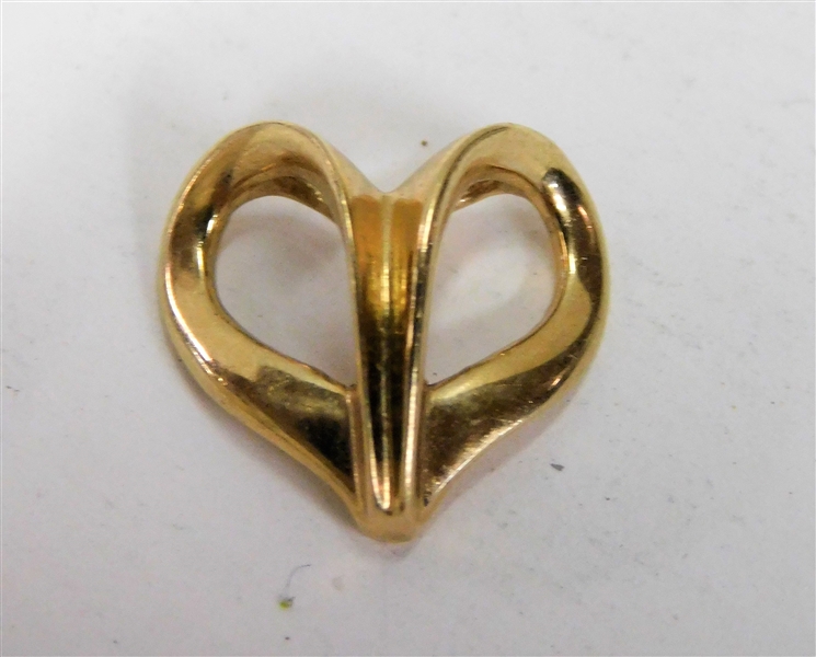 14kt Yellow Gold Heart Pendant - Signed Ledospel 1/2"