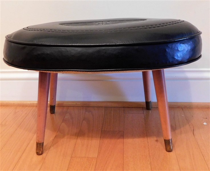 Black Vinyl Foot Stool with Wood Legs - 13" tall 24" by 15"