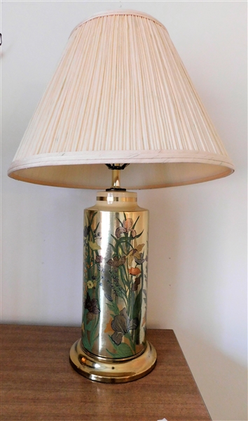 Gold Floral Decorated Table Lamp - Ceramic with Metal Base - 25 1/2"