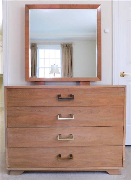 Thomasville Chair Company Dresser with Mirror Modern Feet  and Pulls - Measures - 32"tall 42" by 21 1/2" - Not Including Mirror