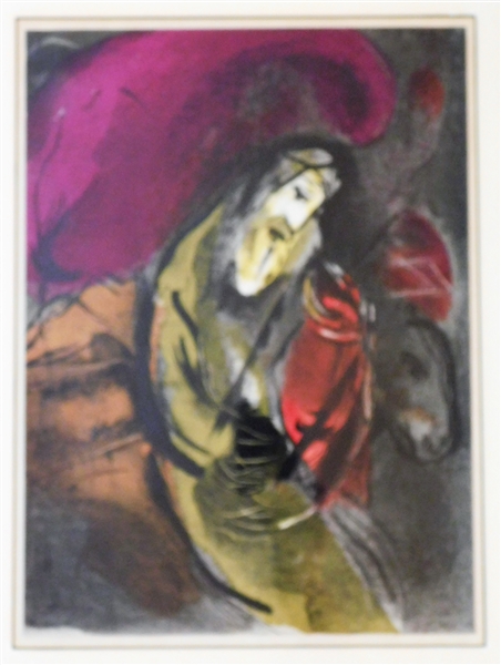 Marc Chagall  "Jeremiah" Color Lithograph Paris 1960 - Framed and Matted - Frame Measures 19 1/2" by 15 1/2"