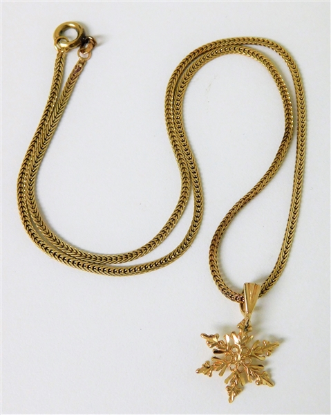 16" 14kt Yellow Gold Necklace with 14kt Gold Snowflake Pendant
