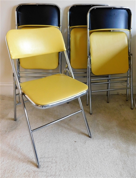 4 Black and Yellow Samsonite Folding Chairs 