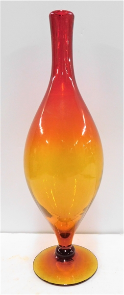 Blenko Red and Orange Glass Vase - 16" tall 