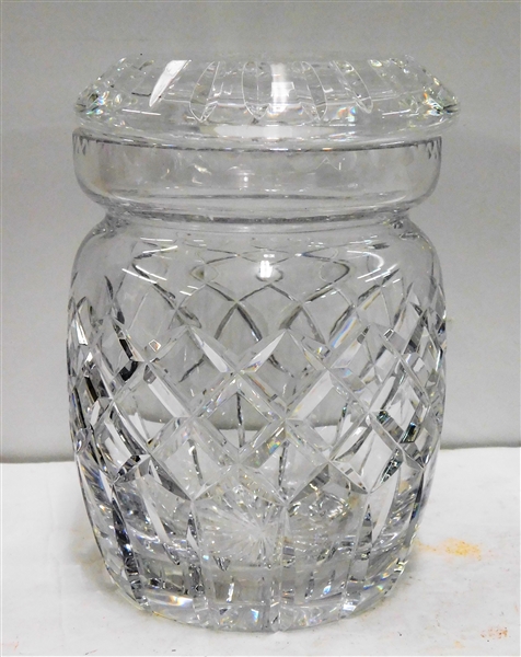Signed Crystal Lidded Humidor - 6 1/4" tall - Lid Signed Waterford Bottom Signed Cartier