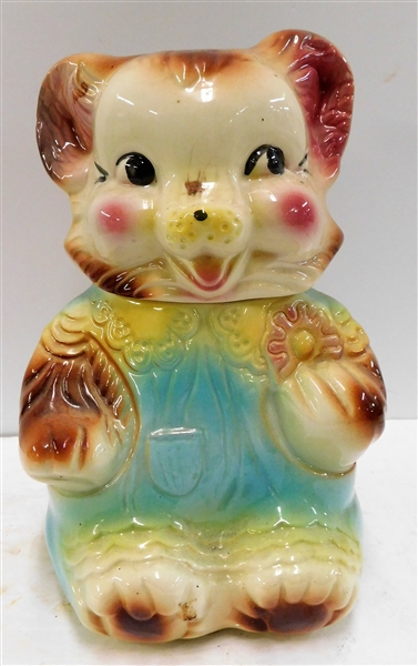 Bear Cooke Jar - Some Crazing on Nose - 10 1/2" tall