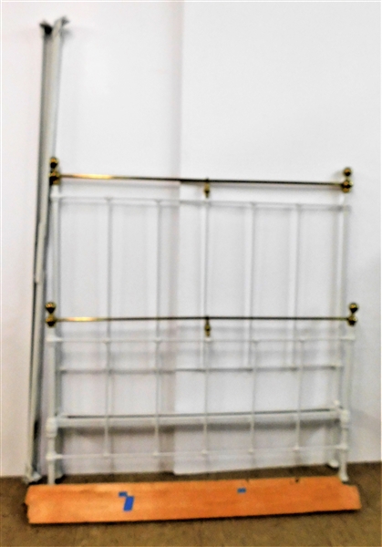 Full Sized Brass and Iron Bed - Nicely Painted - with Metal Rails 