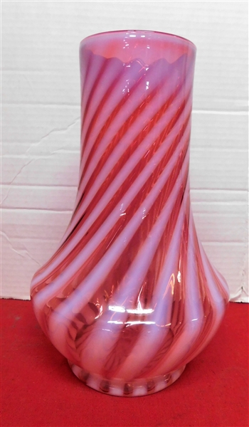Cranberry Swirl Vase - 10" tall
