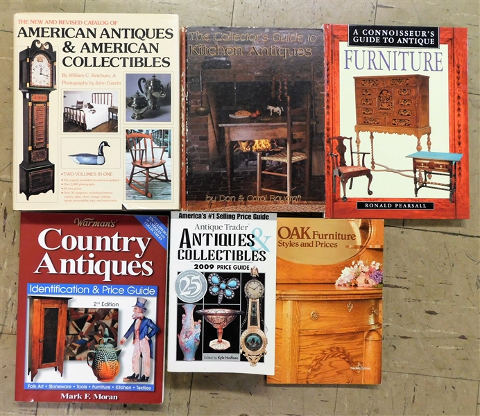 6 Antiques Books including Country Antiques, American Antiques, Furniture, Oak Furniture, Etc., 