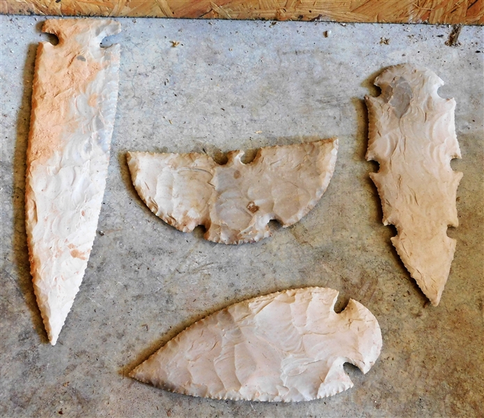 4 Modern Arrowheads - Largest is 10"