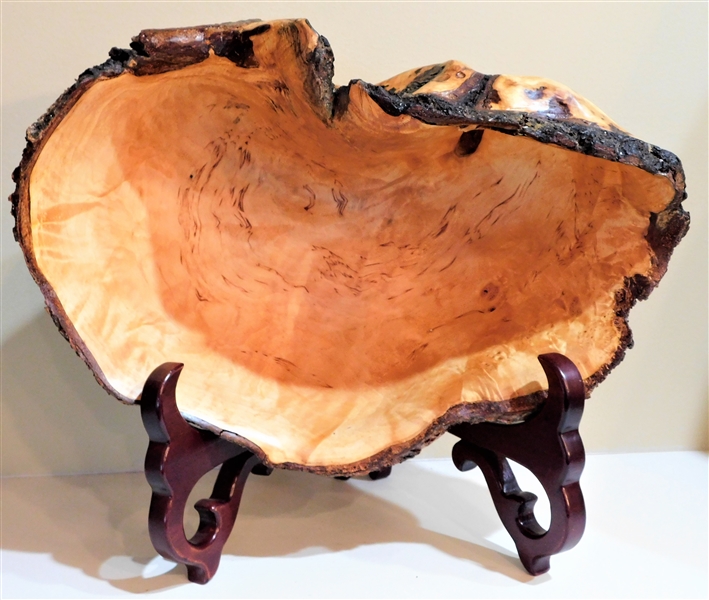 Jeff Arndt Hand Turned Birch Wood Bowl - Chickaloon, Alaska - Dated 1999 - 7 1/2" tall 18" by 11" 