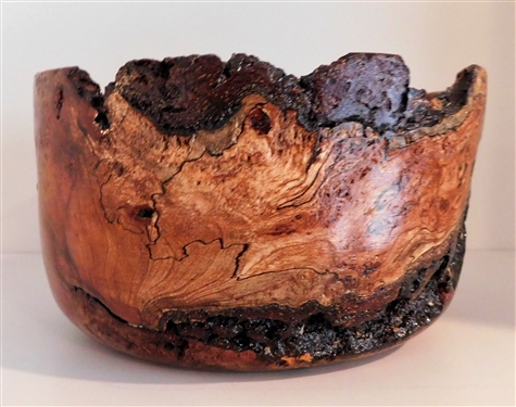B. Cook Turned Cherry Burl Wood Bowl - Dated April 2012 - 3 3/4" tall 6 3/4" Across