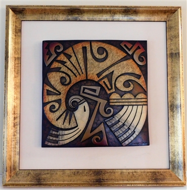 Tammy Garcia "Sikyatki Eagle" Artist Proof Bronze Numbered 19/25 11 1/2" by 11 1/2" - Plaque Measures Frame Measures 19 1/2" by 19 1/2" 
