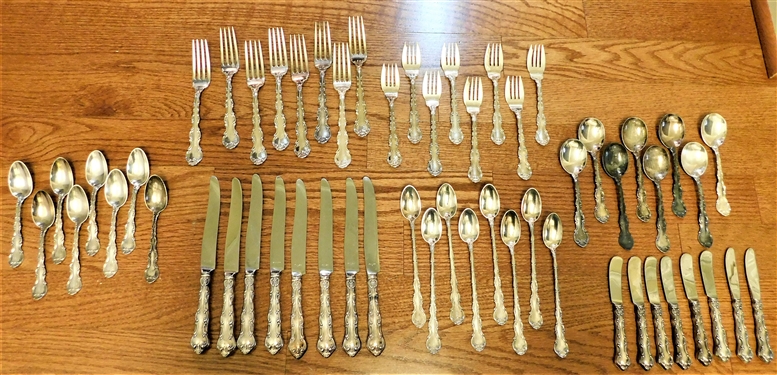 56 Pieces of Gorham "Strasbourg" Sterling Silver Flatware - Not Monogrammed - 8 Place 7 Piece Settings - Dinner Fork, Salad Fork, Tea Spoon, Iced Tea Spoon, Soup Spoon, Dinner Knife, and Butter Knife