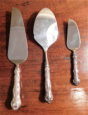 3 Gorham "Strasbourg" Sterling Silver Handled Servers - Pie, Cheese, and Pastry