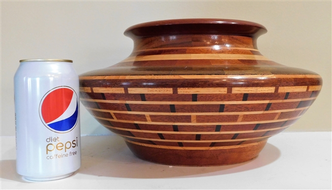 Charles "Charlie" Kastl - Master Wood Worker, Waynesville, NC - Turned and Inlaid Vessel - 7" tall 13 1/2" Diameter at Widest -Dated 1999