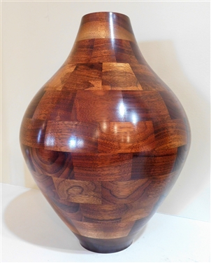 John Berger Master Wood Worker Turned and Inlaid Sculpture 16 Tall - Dated 2001