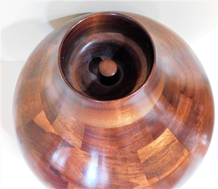 John Berger Master Wood Worker Turned and Inlaid Sculpture 16 Tall - Dated 2001