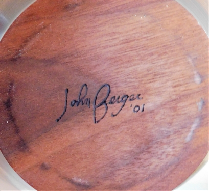 John Berger Master Wood Worker Turned and Inlaid Sculpture 16 Tall - Dated 2001
