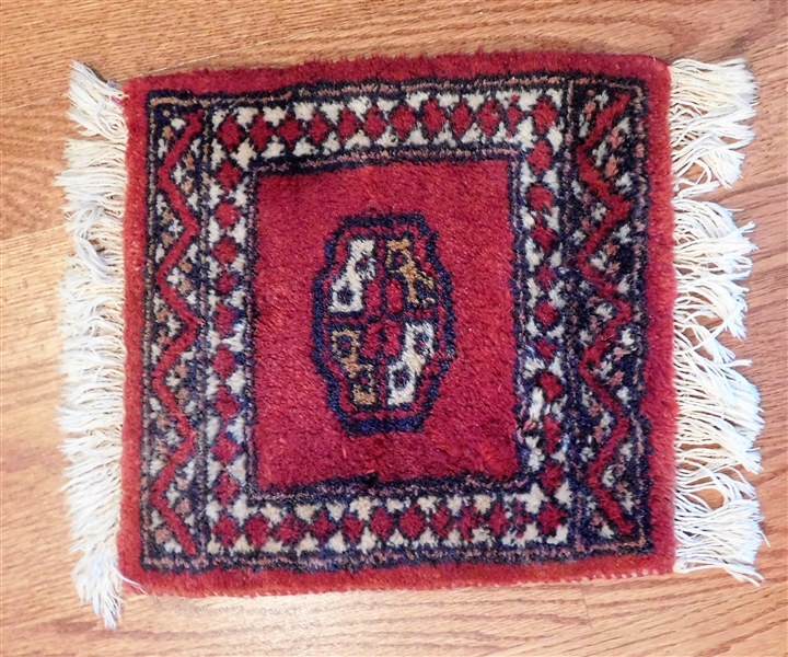 Hand Knotted Miniature Table Rug - Baby Prayer Rug? - 12" by 12"