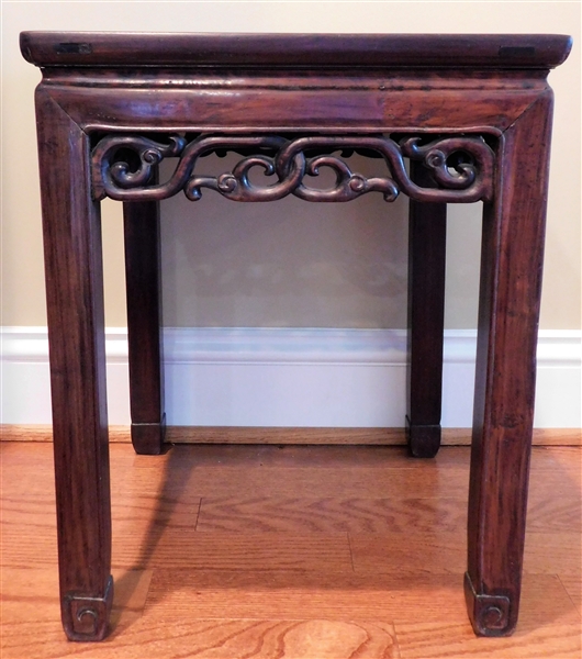 Square Side Table with Carved Apron - 20 3/4" tall 16 1/4" by 16 1/4"