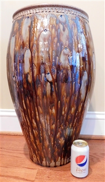 Awesome Mark Hewitt Floor Vase - 24" tall - Beautiful Glaze with Impressed Diamonds 